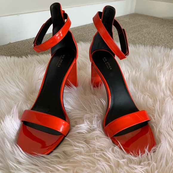 Via Spiga Red Strappy Heels - Picture 1 of 5